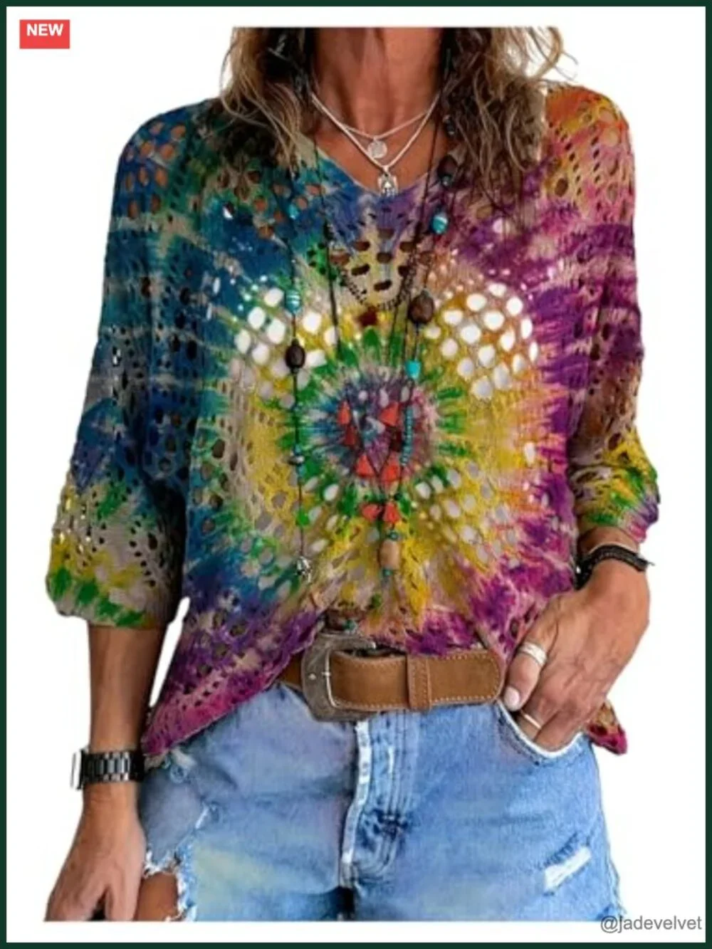 Boho Crochet Cover Up V Neck Knit Tunic Summer Beach Top